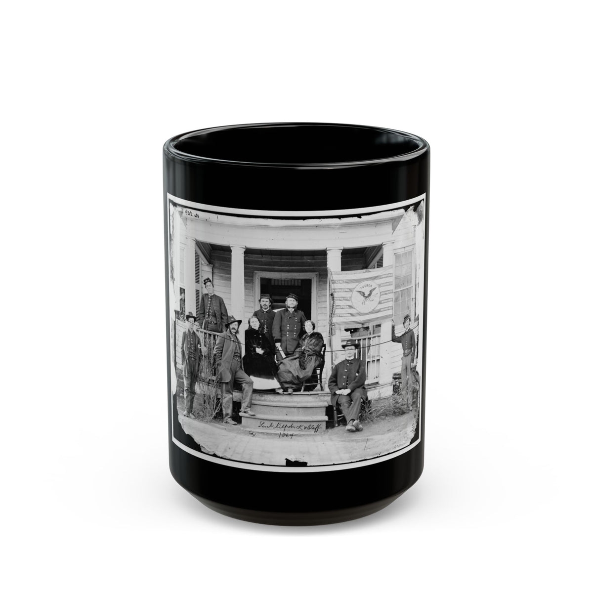 Stevensburg, Va.  Gen. Judson Kilpatrick, 3d Division, Cavalry Corps, With Ladies And Staff Members On The Porch Of Headquarters (U.S. Civil War) Black Coffee Mug