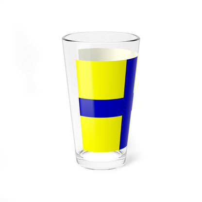 Flag of Ostergotland clear (Sweden) Pint Glass 16oz