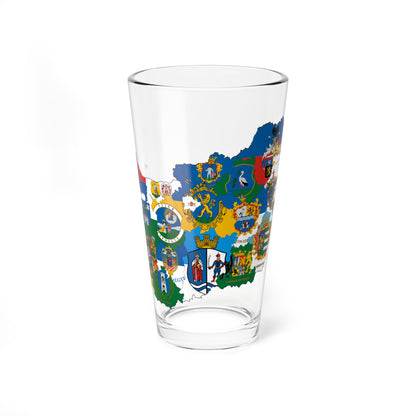 Flag-map of Hungary subdivisions (Hungary) Pint Glass 16oz