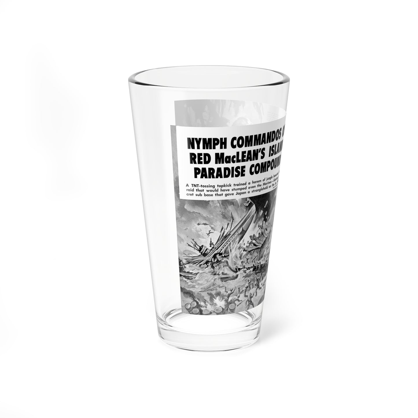 Nymph Commandos Of Red MacLean's Island Paradise Compound, Action For Men, May 1966 (Magazine Illustration) Pint Glass 16oz