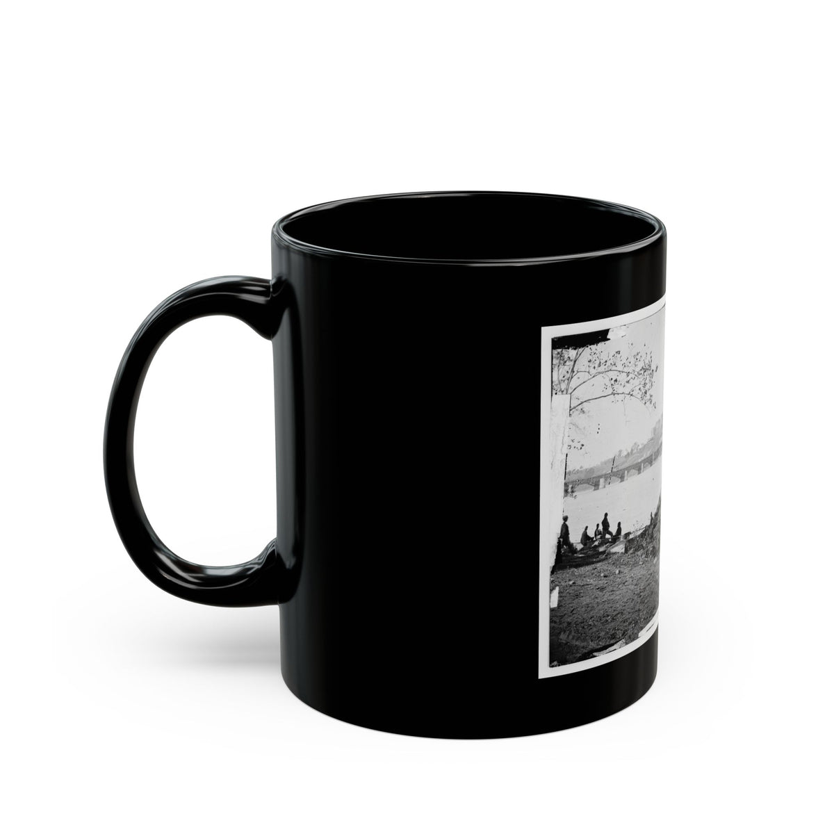 Arlington, Virginia. Georgetown Aqueduct From Virginia Side Of Potomac With Georgetown University In Background (U.S. Civil War) Black Coffee Mug