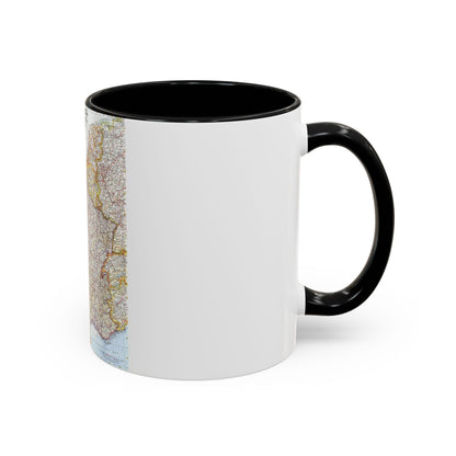 France, Belgium, and the Netherlands (1960) (Map) Accent Coffee Mug