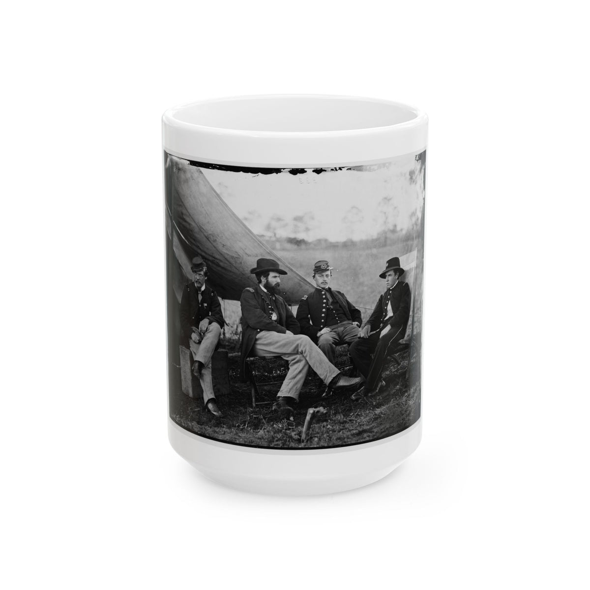 Culpeper, Virginia. Group Of Officers, Headquarters, Army Of The Potomac(2) (U.S. Civil War) White Coffee Mug