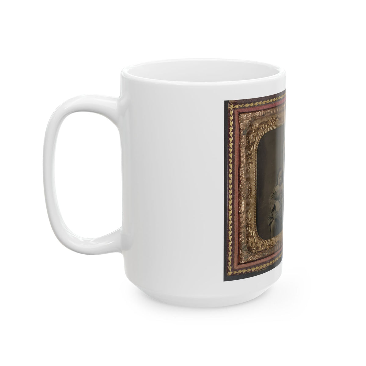 Unidentified Soldier In Confederate 1st Lieutenant's Uniform With Wife And Baby (U.S. Civil War) White Coffee Mug