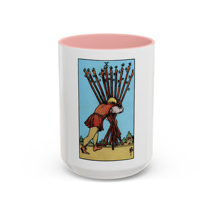 The 10 of Wands (Tarot Card) Accent Coffee Mug