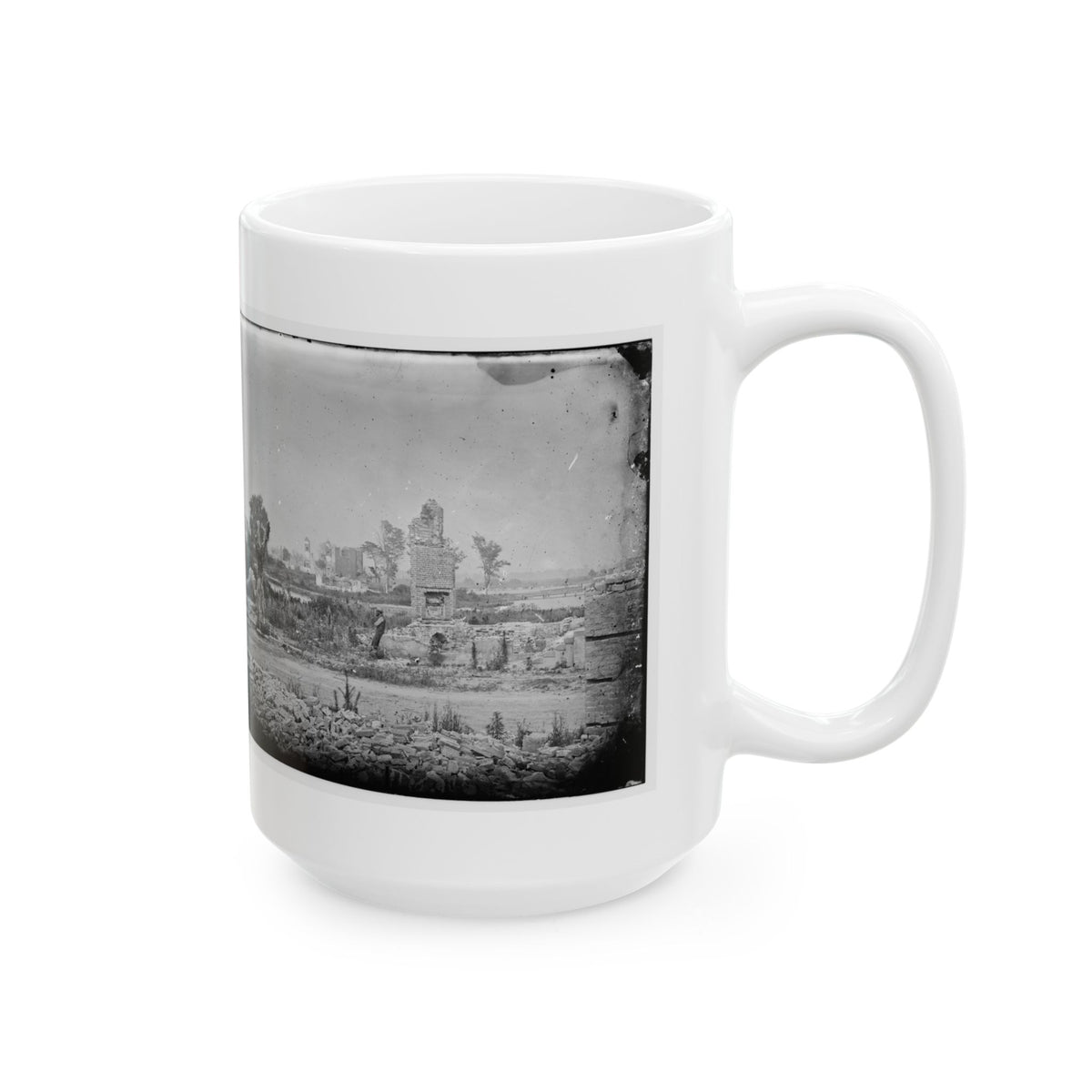 Hampton, Va. Brick Chimneys, Etc., Of Burned Houses (U.S. Civil War) White Coffee Mug