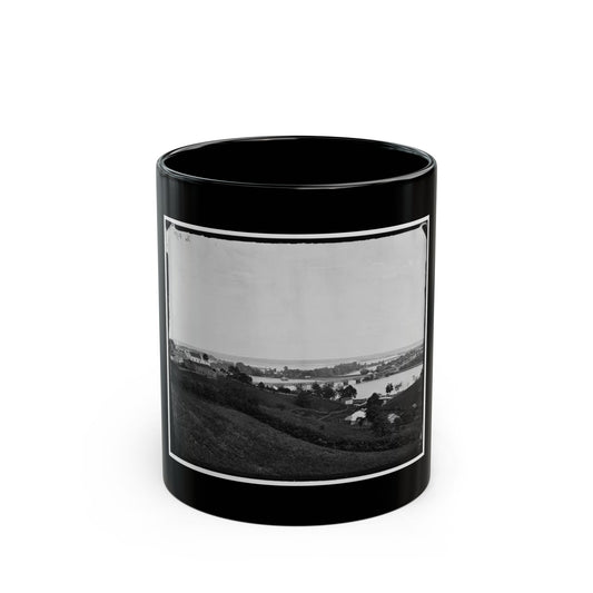 Washington, D.C. View From Georgetown Heights, With Aqueduct Bridge And Mason's Island (U.S. Civil War) Black Coffee Mug
