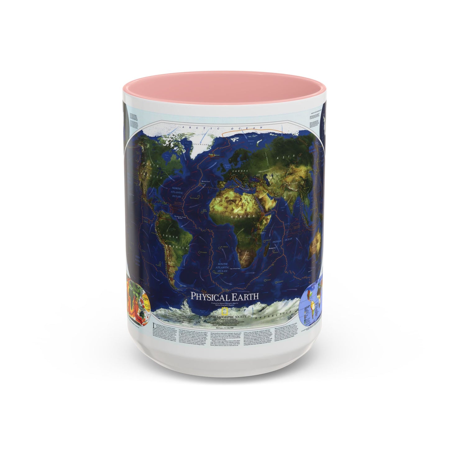 World Map - Physical Earth 1 (1998) (Map) Accent Coffee Mug