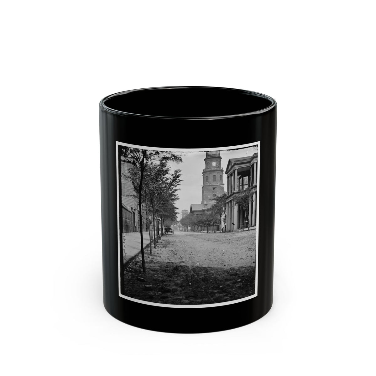 Charleston, S.C. Meeting Street, Near Broad; St. Michael's Church In Middle Distance (U.S. Civil War) Black Coffee Mug