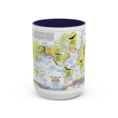 Grandes baleines, migration et aire de répartition (1976) (carte) Tasse à café décorative