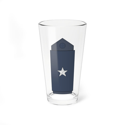 Dark navy military shoulder board with a silver five-pointed star, a button and dashed stitching lines.