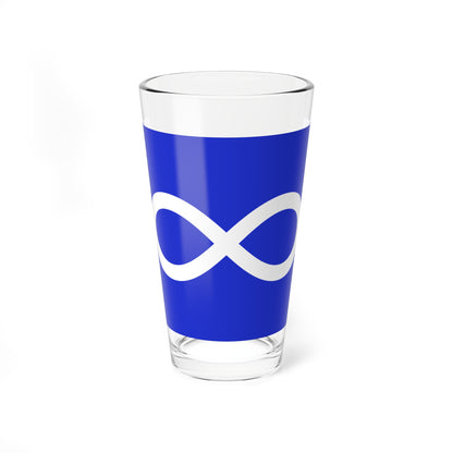 A clean white infinity symbol centred in the middle of a solid royal blue background, minimalist and flat.