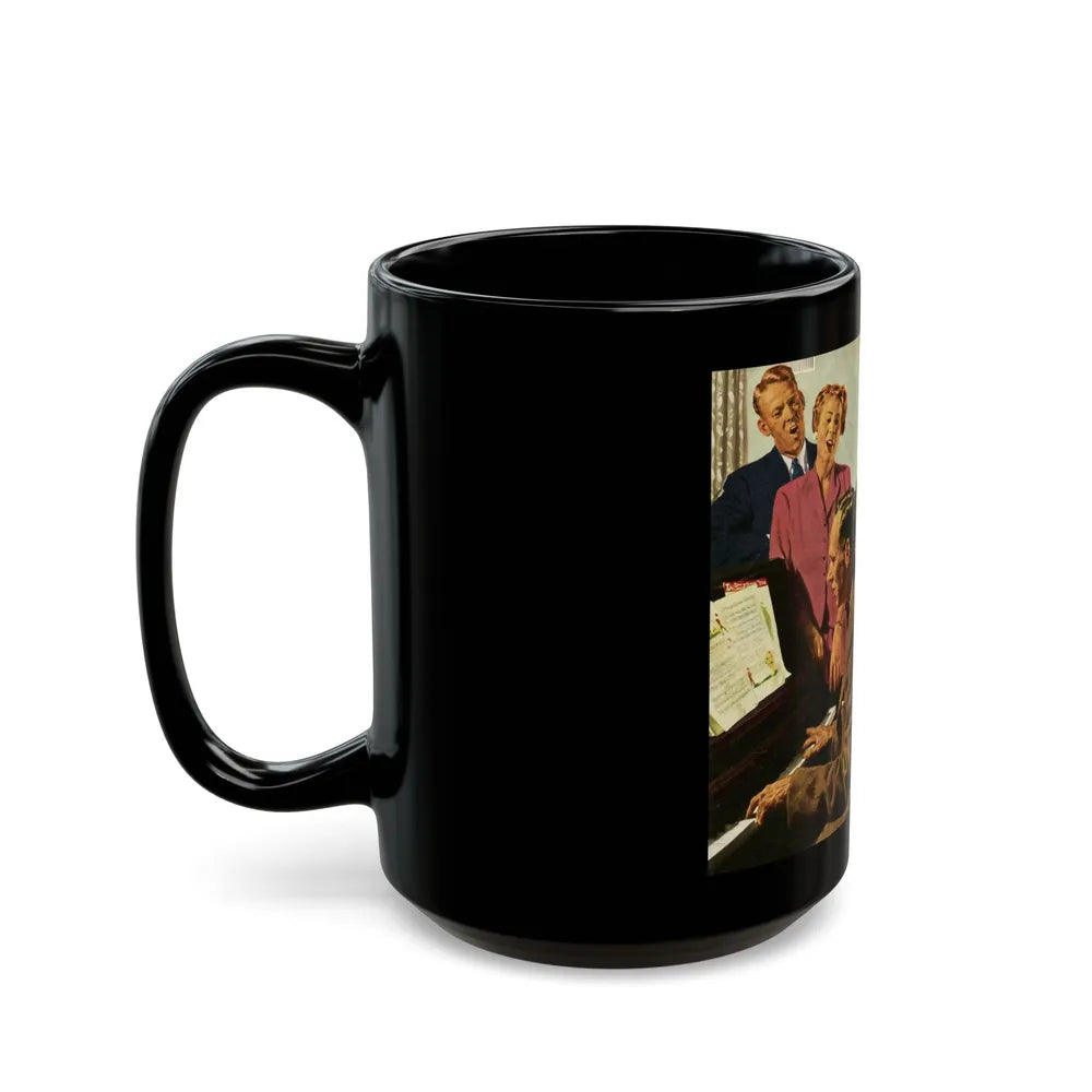 Cathered Around The Piano, 1949 - Black Coffee Mug-Go Mug Yourself