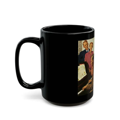 Cathered Around The Piano, 1949 - Black Coffee Mug-Go Mug Yourself