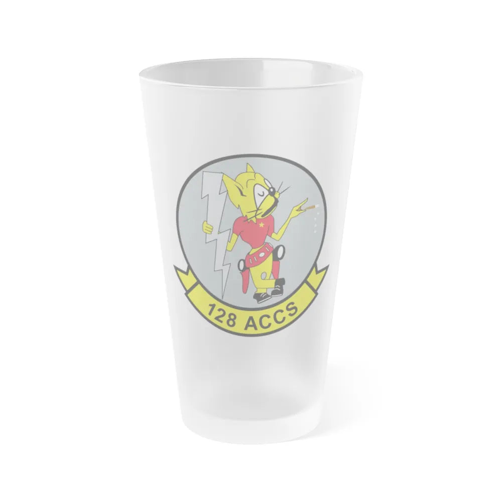 128 ACCS (U.S. Air Force) Frosted Pint Glass 16oz-Go Mug Yourself