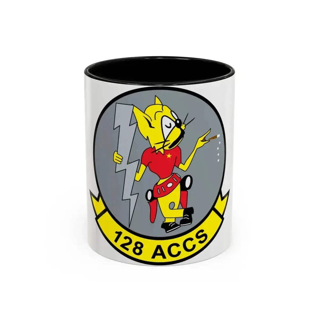 128 ACCS (U.S. Air Force) Accent Coffee Mug 11oz Black - Go Mug Yourself