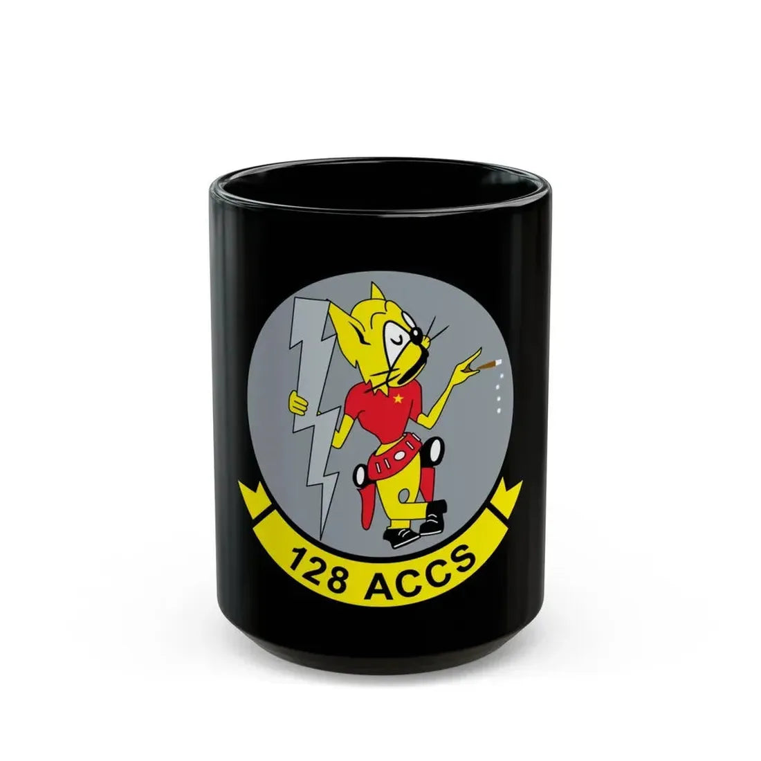 128 ACCS (U.S. Air Force) Black Coffee Mug 15oz - Go Mug Yourself
