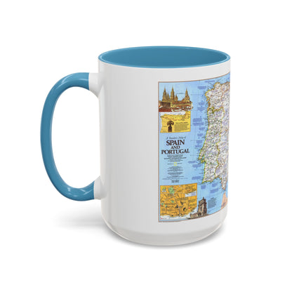 Spain and Portugal - A Traveller's Map 1 (1984) (Map) Accent Coffee Mug