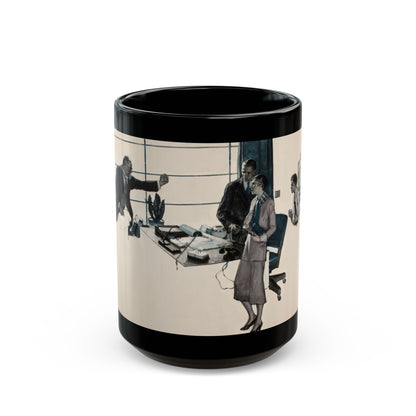 Couple in Modern Office, 1931 - Black Coffee Mug-15oz-Go Mug Yourself