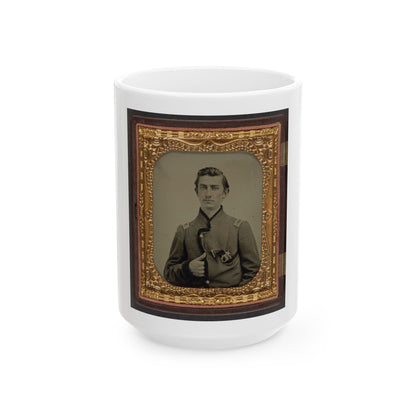 Unidentified Soldier In Union Captain's Uniform With Revolver In Breast Pocket (U.S. Civil War) White Coffee Mug