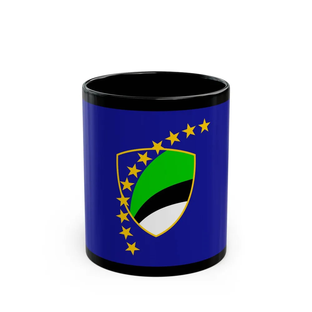 Flag of Tuzla Canton Bosnia and Herzegovina - Black Coffee Mug-11oz-Go Mug Yourself