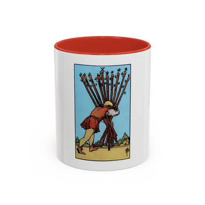 The 10 of Wands (Tarot Card) Accent Coffee Mug