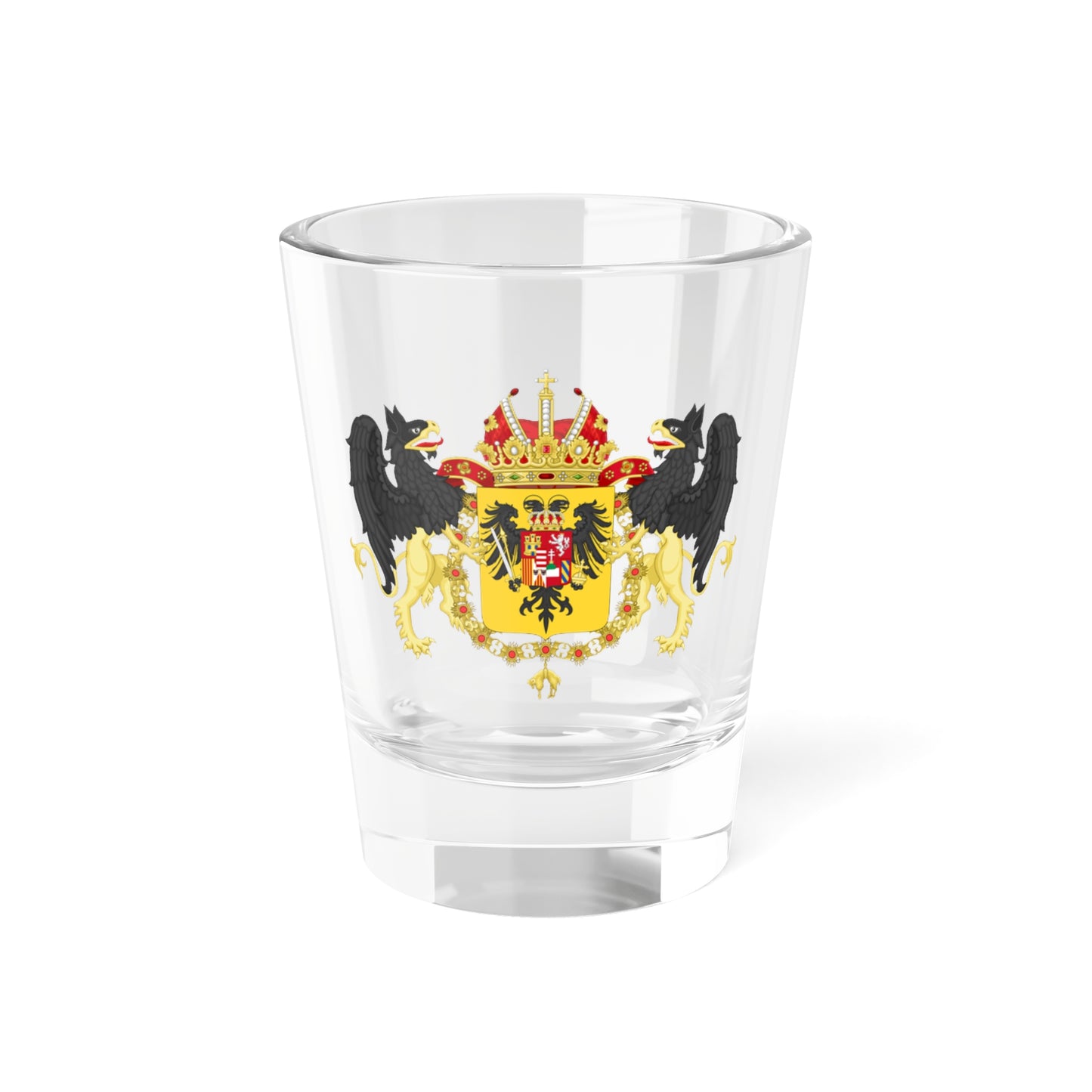 Ornamented Coat of Arms of Charles VI Holy Roman Emperor (Austria) (Coat of Arms) Shot Glass 1.5oz