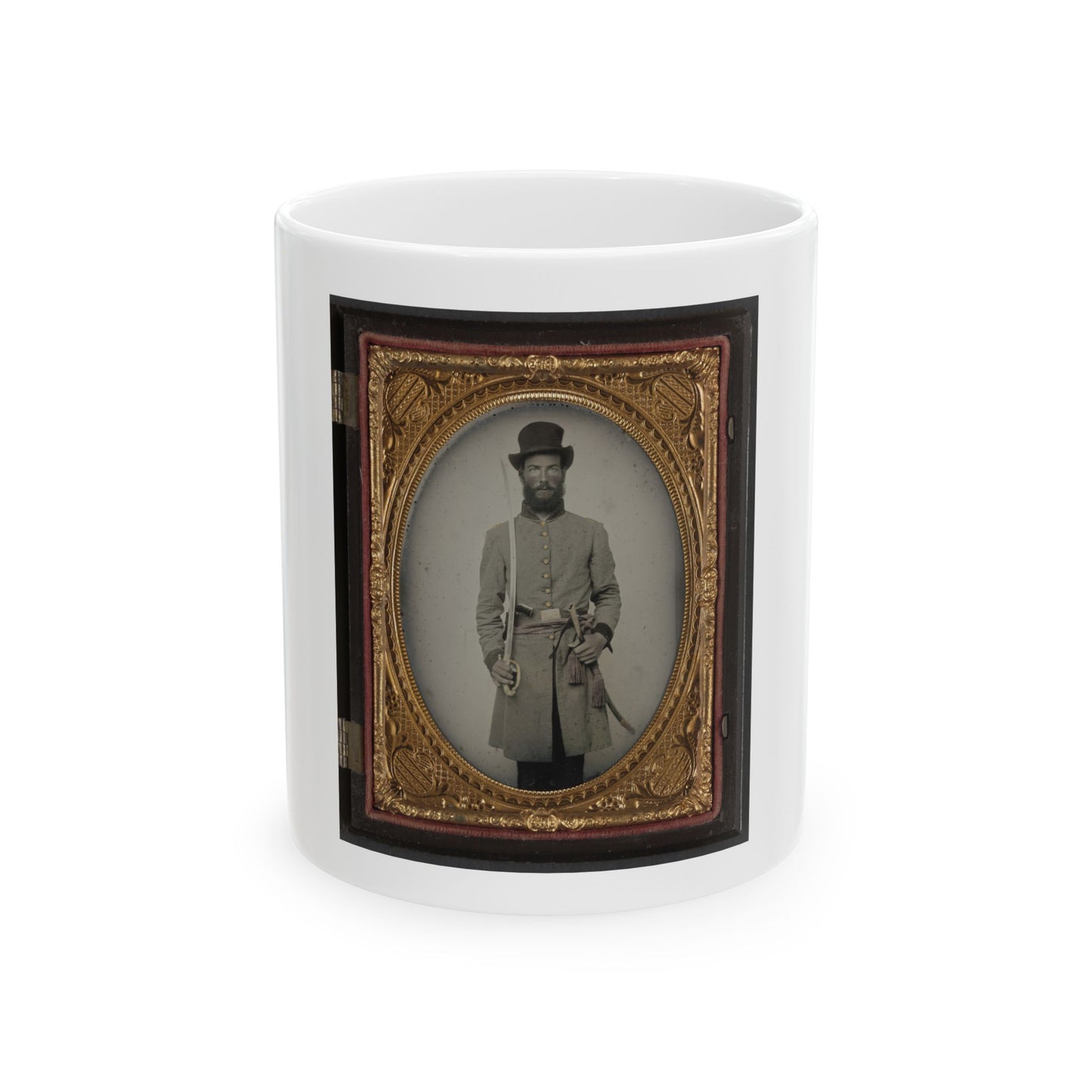 Captain Augustus C. Thompson Of Co. G, 16th Georgia Infantry Regiment With Sword (U.S. Civil War) White Coffee Mug