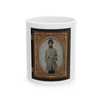 Captain Augustus C. Thompson Of Co. G, 16th Georgia Infantry Regiment With Sword (U.S. Civil War) White Coffee Mug