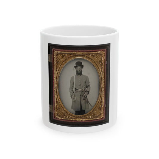 Captain Augustus C. Thompson Of Co. G, 16th Georgia Infantry Regiment With Sword (U.S. Civil War) White Coffee Mug
