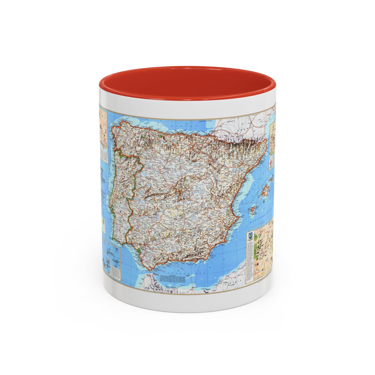 Spain and Portugal (1998) (Map) Accent Coffee Mug