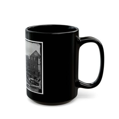 Richmond, Va. Barges With African Americans On The Canal; Ruined Buildings Beyond (U.S. Civil War) Black Coffee Mug