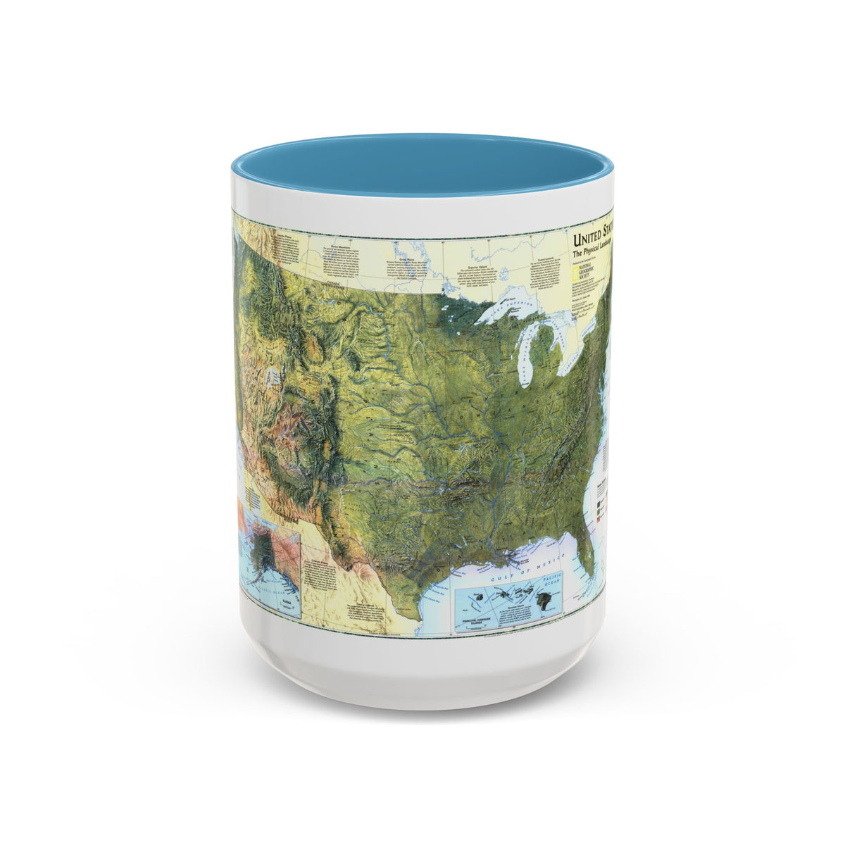 USA - The Physical Landscape (1996) (Map) Accent Coffee Mug