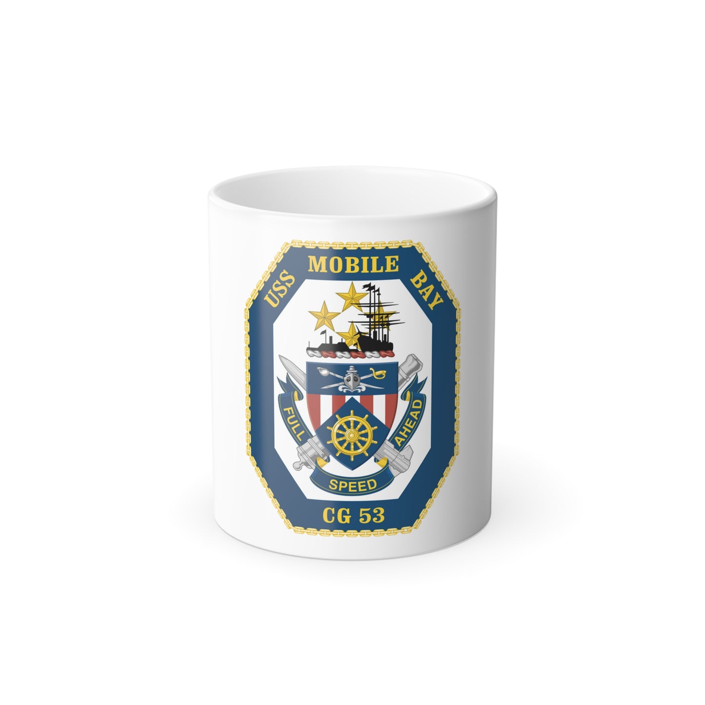 USS Mobile Bay CG 53 Crest (U.S. Navy) Color Changing Mug 11oz