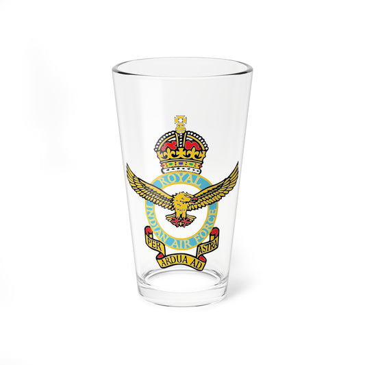 Gold eagle with spread wings and a crown above a sky-blue ring of lettering, with a ribbon banner below.