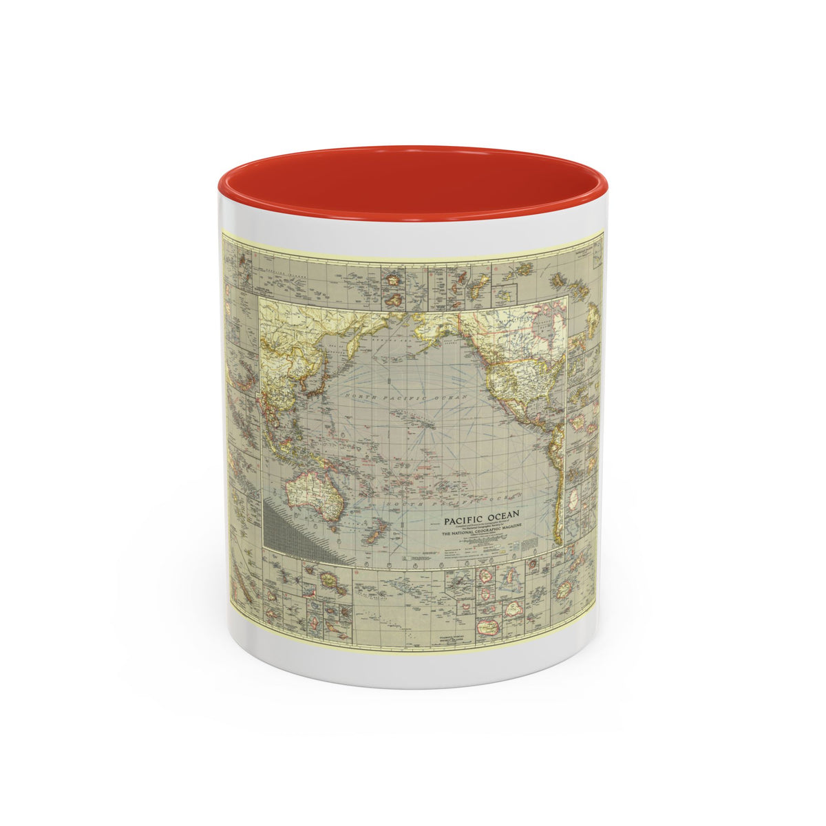 Pacific Ocean (1936) (Map) Accent Coffee Mug
