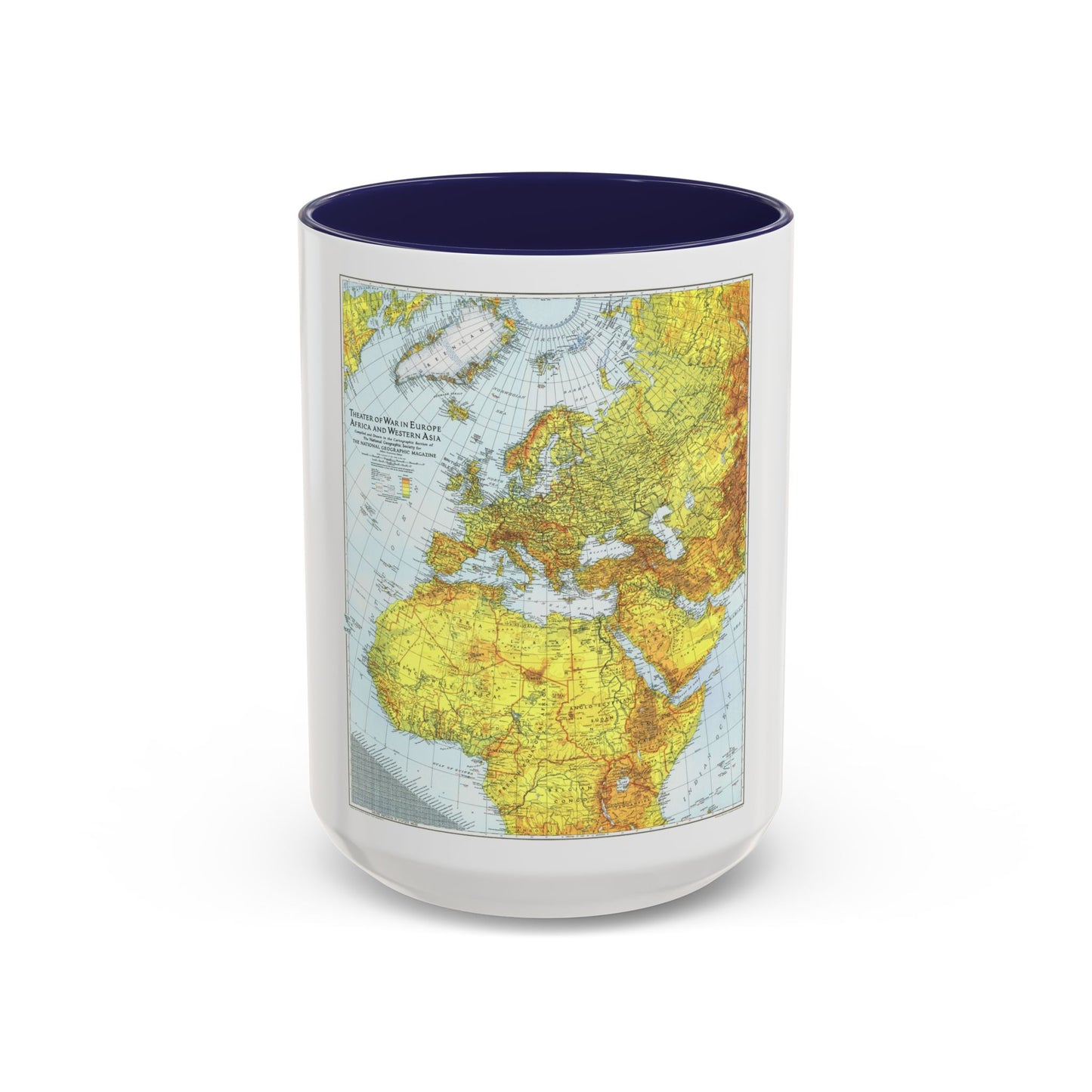 Europe, Africa, and Western Asia - Theater of War (1942) (Map) Accent Coffee Mug