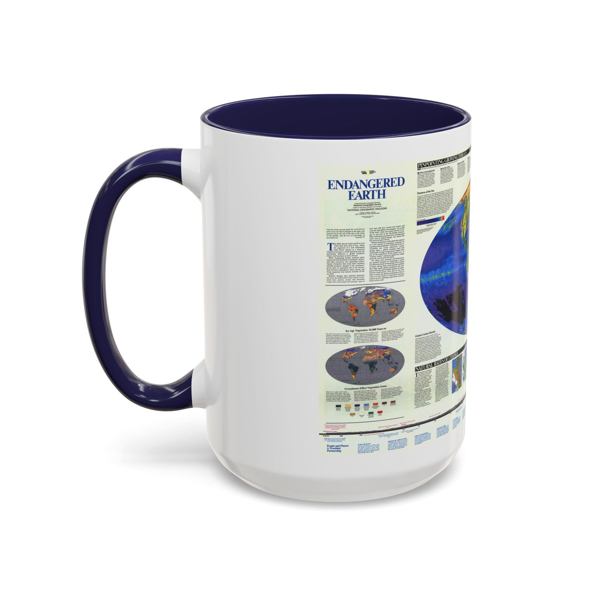 World Map - Endangered Earth (Map) Accent Coffee Mug