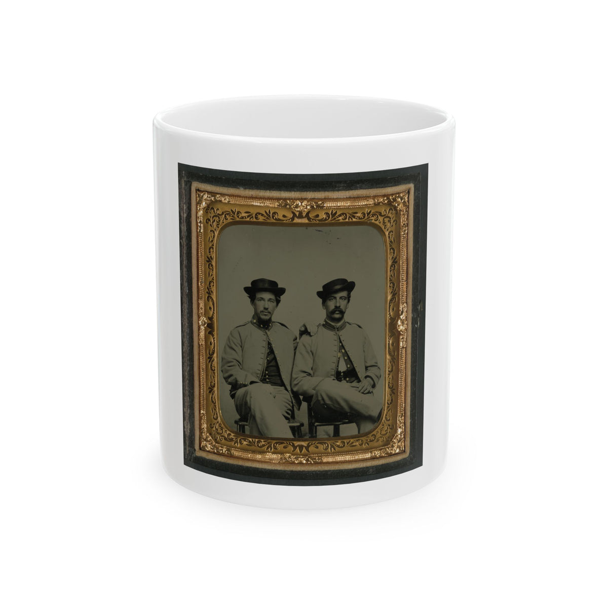 Private William Liming Of Co. B, 21st U.S. Veteran Reserve Corps Infantry Regiment, And Unidentified Soldier In Same Uniform (U.S. Civil War) White Coffee Mug