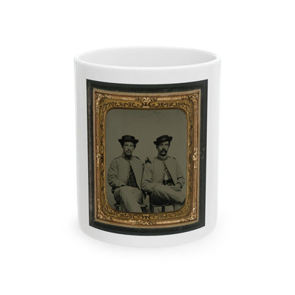 Private William Liming Of Co. B, 21st U.S. Veteran Reserve Corps Infantry Regiment, And Unidentified Soldier In Same Uniform (U.S. Civil War) White Coffee Mug