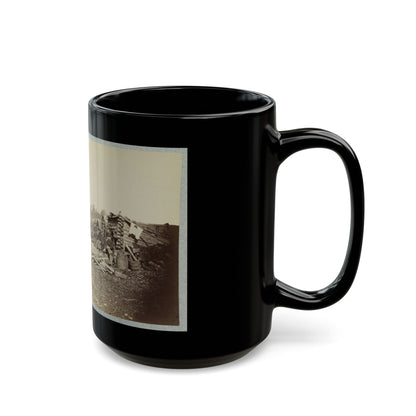 Union Soldiers, In Camp, Posed In Front Of Log Buildings (U.S. Civil War) Black Coffee Mug