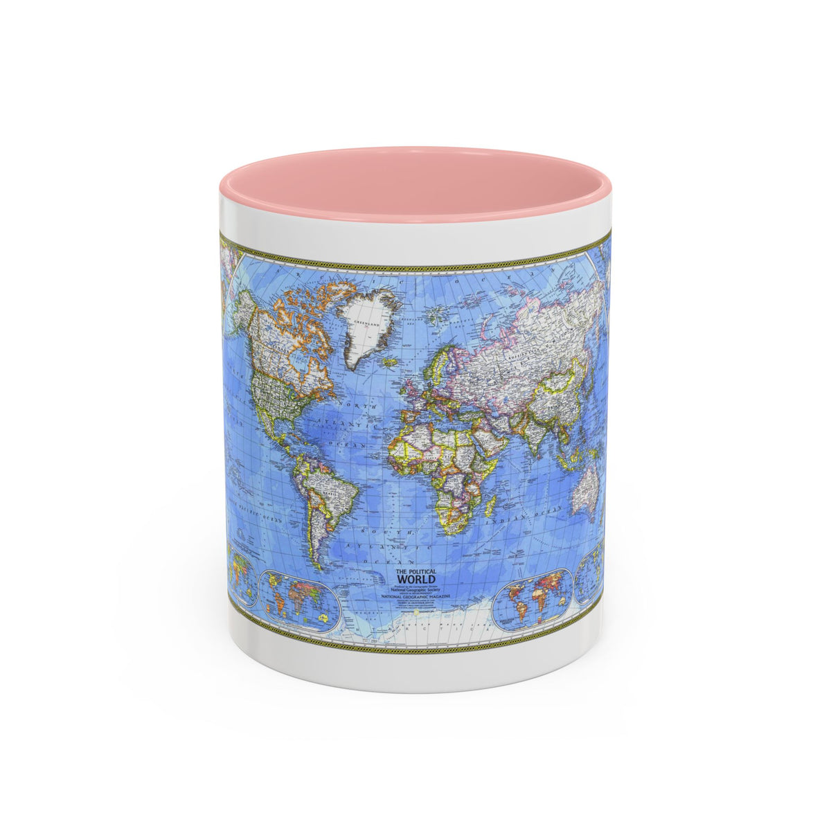 World Map - The Political World (1975) (Map) Accent Coffee Mug