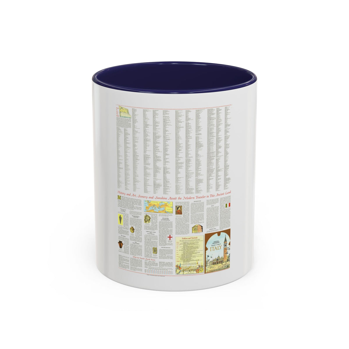 Italy - A Traveller's Map 2 (1970) (Map) Accent Coffee Mug