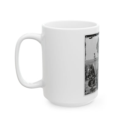 Atlanta, Ga. Federal Soldiers Relaxing By Guns Of Captured Fort (U.S. Civil War) White Coffee Mug
