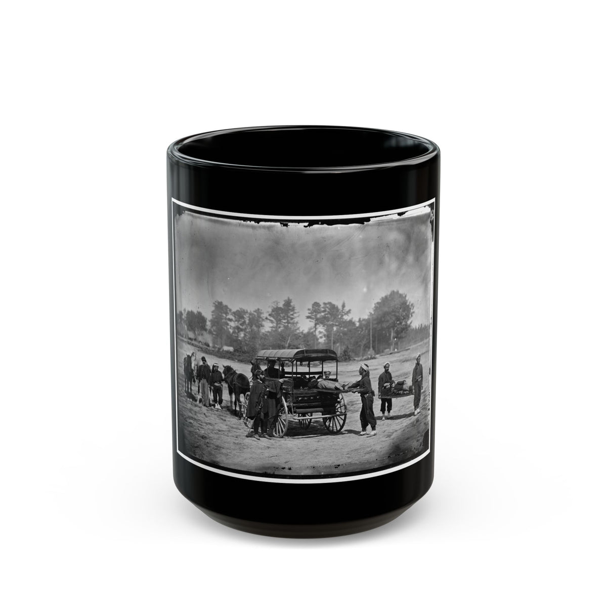 Unknown Location. Zouave Ambulance Crew Demonstrating Removal Of Wounded Soldiers From The Field; Another View (U.S. Civil War) Black Coffee Mug