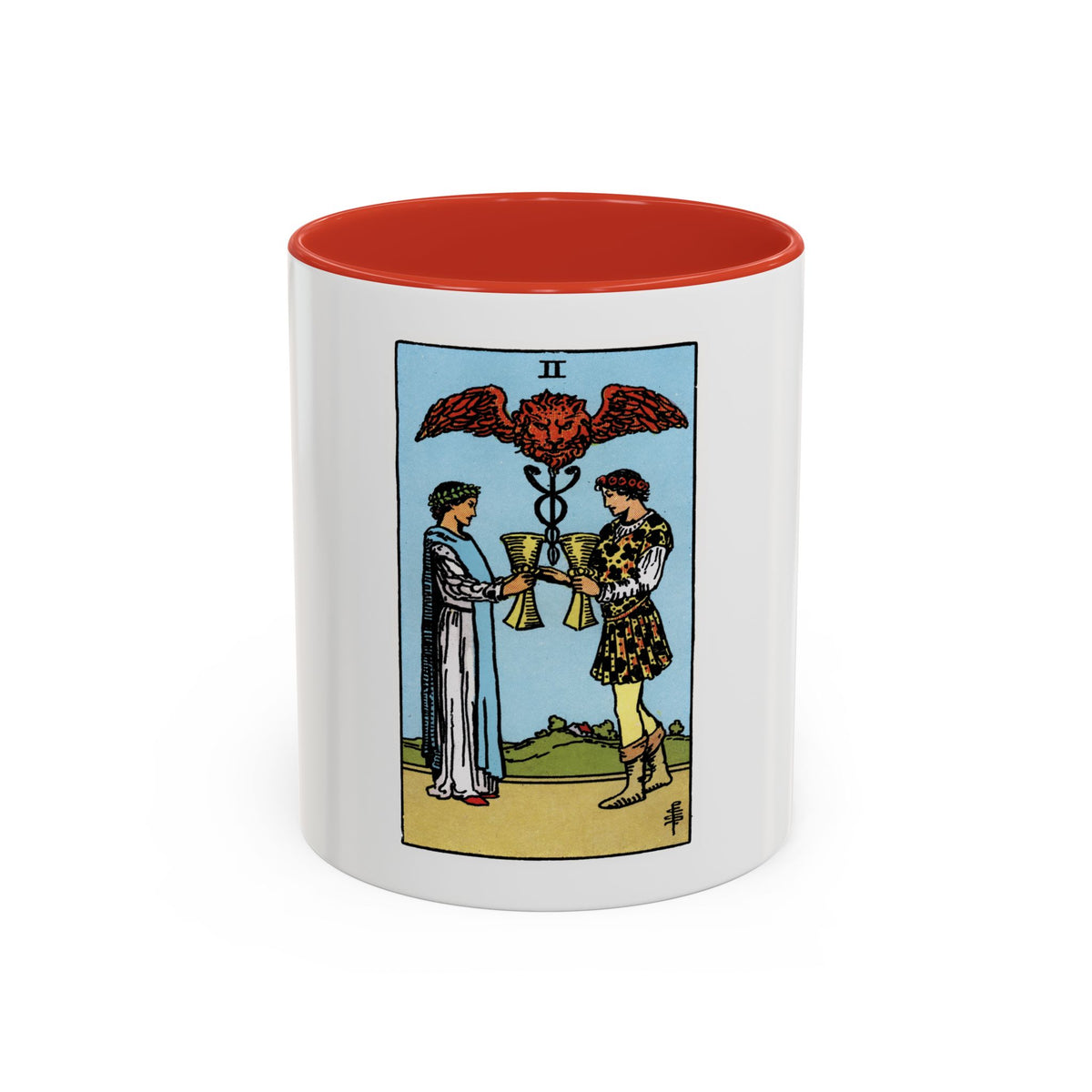 The 2 of Cups (Tarot Card) Accent Coffee Mug