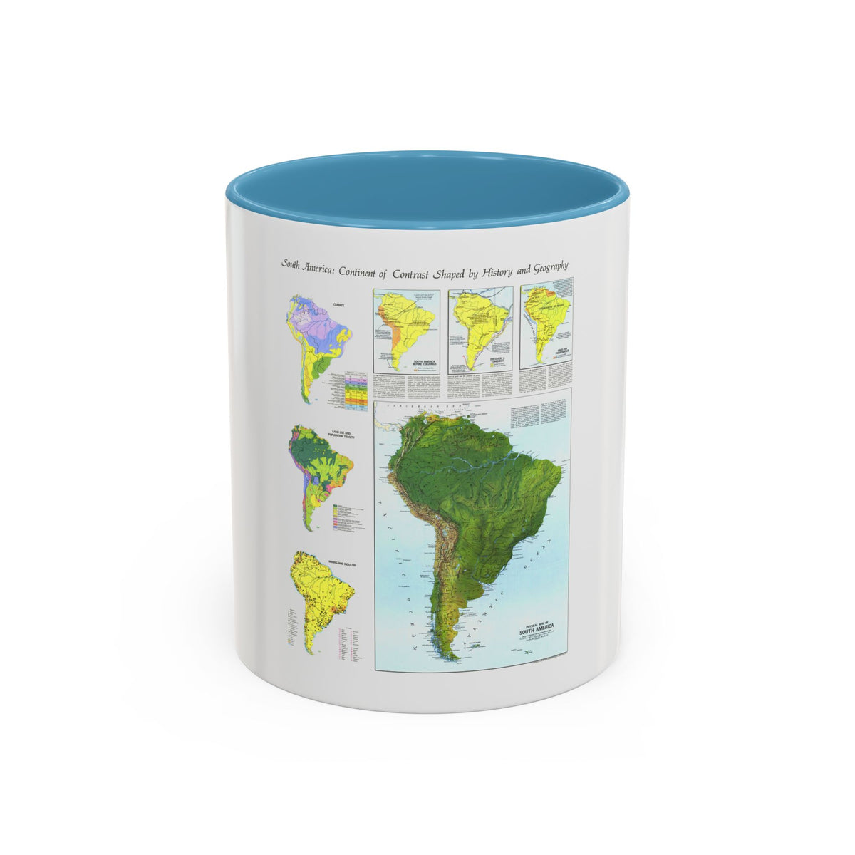 South America - Physical Map (1972) (Map) Accent Coffee Mug