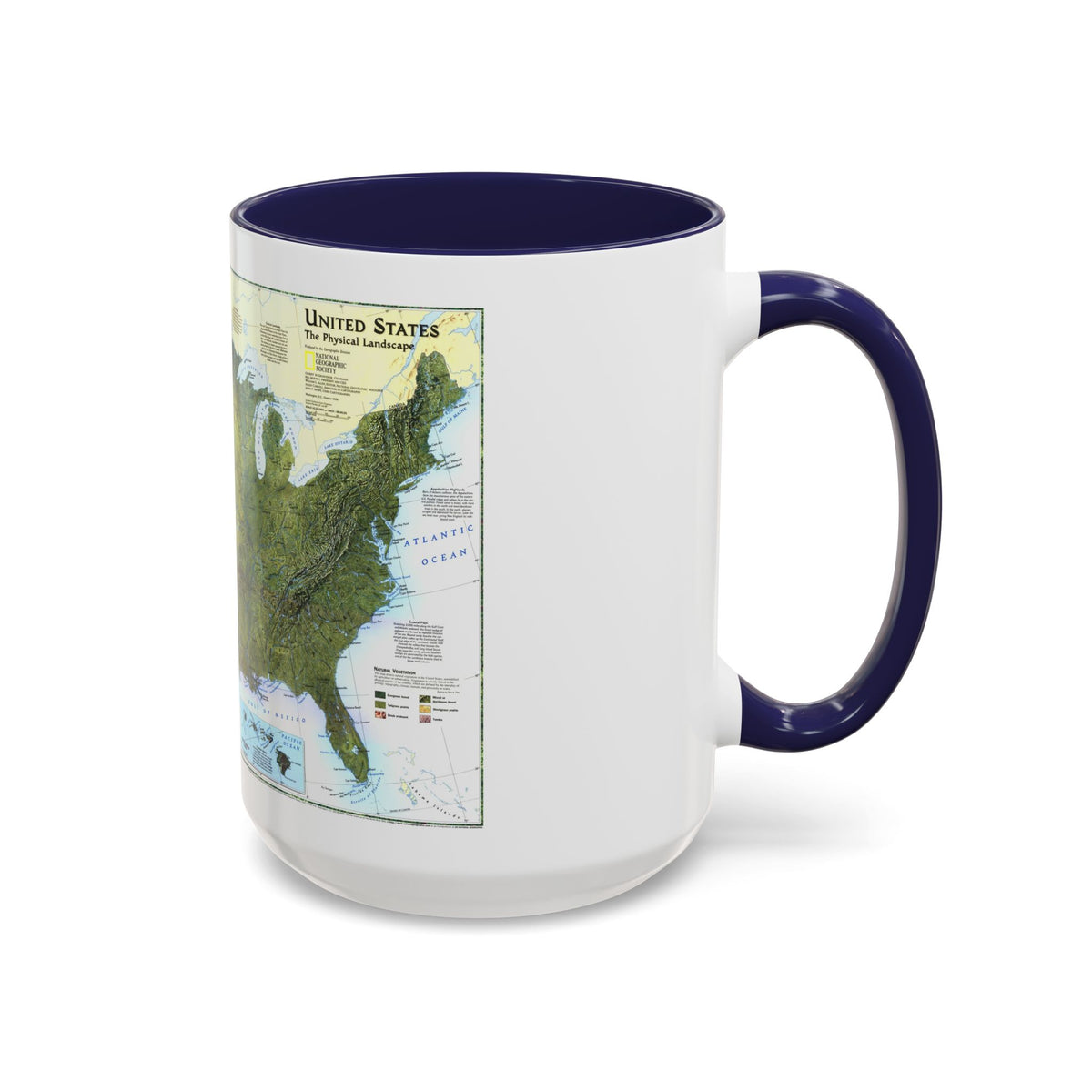 USA - The Physical Landscape (1996) (Map) Accent Coffee Mug