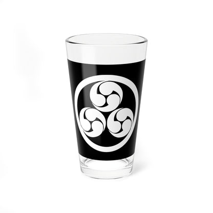 Three white comma-shaped swirls arranged in a triangle inside a thick white ring on a solid black background.