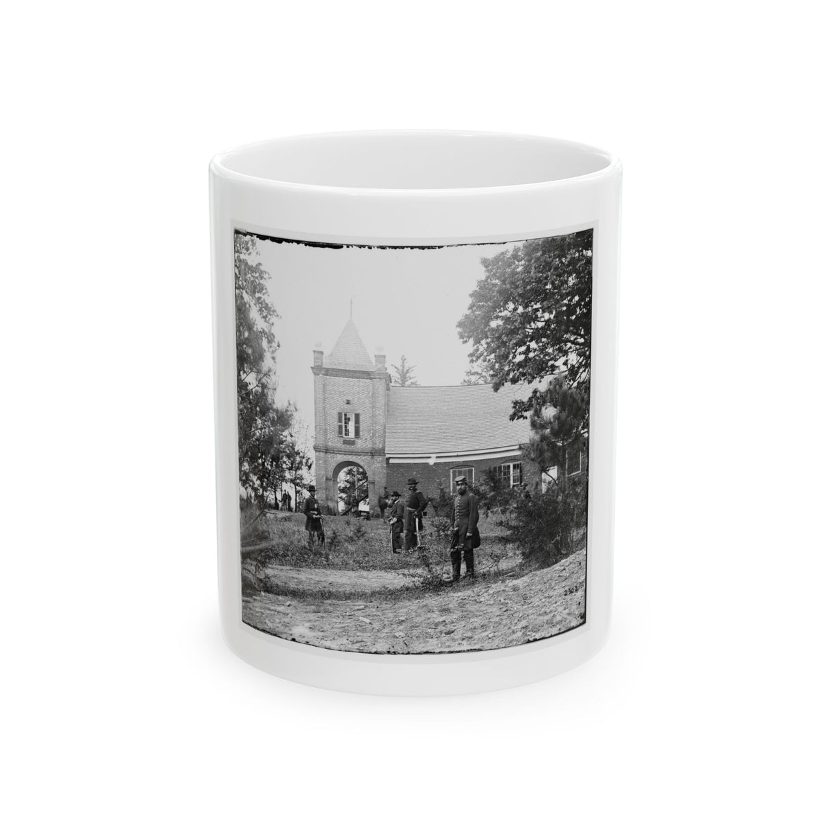White House Landing, Va., Vicinity. St. Peter's Church, With Federal Soldiers (U.S. Civil War) White Coffee Mug